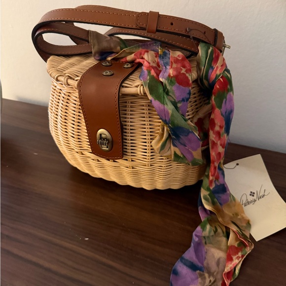 Patricia Nash Handbags - NWT Patricia Nash Spring Wicker Crossbody Bag with Brown Leather Trim